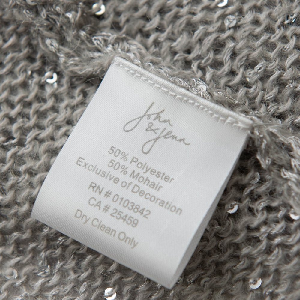 John & Jenn Oscar Cardigan Knit Sparkle Cardi Sequin Mohair Grey Size Large New - Picture 4 of 6